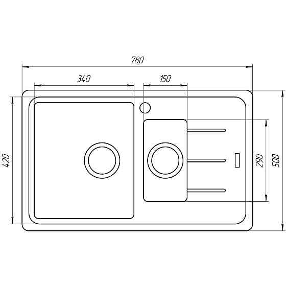 Гранітна мийка Globus Lux IZEO сірий металік 780x500мм-А0003 Киев