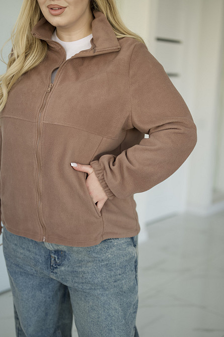 Флісова жіноча кофта на блискавці Jacket" | Норма та батал Капучино, 54-56 Київ - фото 4