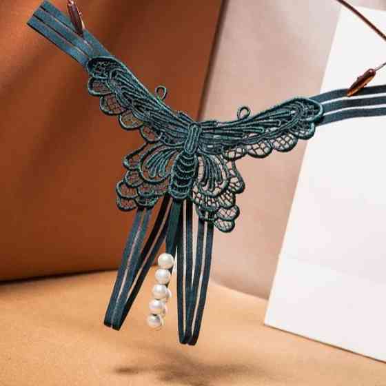 Трусики з доступом намистинками та метеликом універсальний зелений Київ