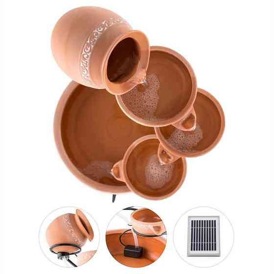 Каскадный фонтан Эмполи, терракота, 5 уровней, 200 л/ч, солнечная батарея, 2 Вт, светодиод (Германия, читать Ровно