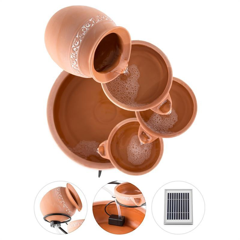 Каскадний фонтан Емполі, теракота, 5 рівнів, 200 л/год, сонячна батарея, 2 Вт, світлодіод (Німеччина, читати Рівне - фото 2