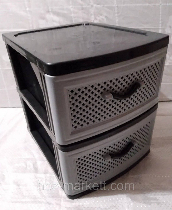 Комод пластиковий тумба на 2 ящики сірий Харків - фото 1