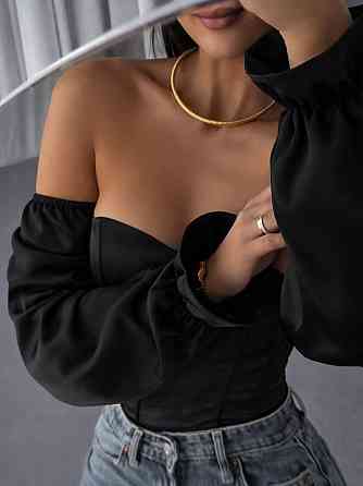 Жіночий романтичний привабливий укорочений корсет атлас Scarlet Чорний, M/L Одеса