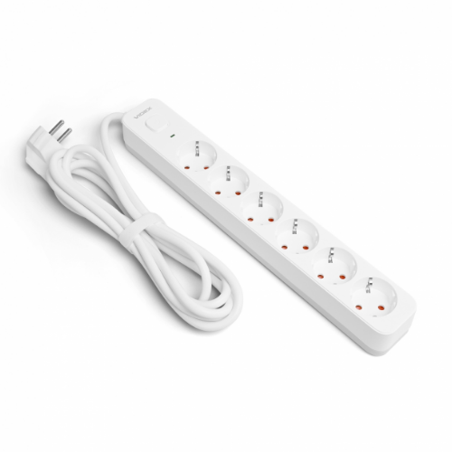 Мережевий подовжувач із заземленням 6 розеток 3м з кнопкою білий VF-PD63G-W Oncord Videx Житомир - фото 5
