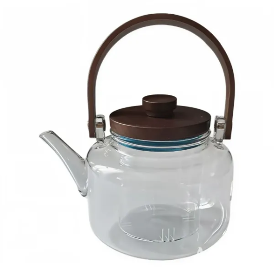 Yiwu Заварник скляний для чаю 0.8 л Заварний чайник для заварювання з дерев'яною ручкою прозори Коломыя