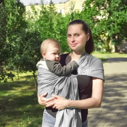 Слінг з кільцями для новонароджених малюків з народження до 36 місяців Coolbabka Сірий Кривий Ріг