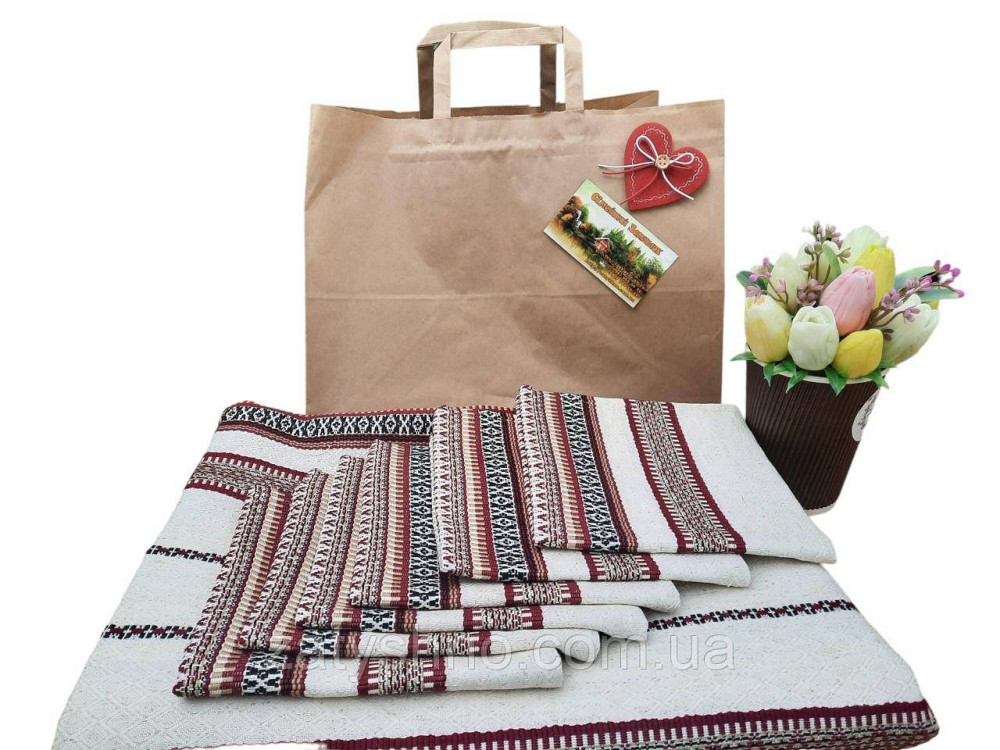 Бордова скатертина з серветками машинна вишивка 230*140 Київ - фото 3