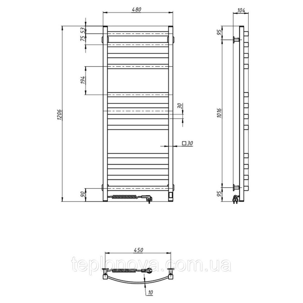 Сушарка для рушників електрична Navin Avalon 480х1200 Sensor з Wi-Fi ліва, чорний муар Чернівці - фото 8