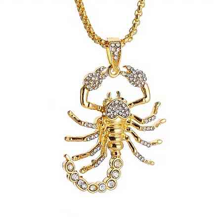 Подвеска скорпион на цепочке золотая, кулон знак зодиака Скорпион со стразами Киев