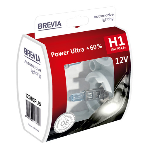 Галогенова лампа Brevia H1 12V 55W P14.5s Power Ultra +60% S2 Львів - фото 1