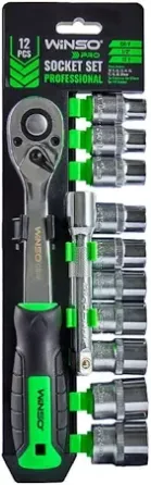 Професійний набір головок з тріскачкою WINSO PRO 1/2", 72 зубці, 10–24 мм (арт. 902012) Ковель