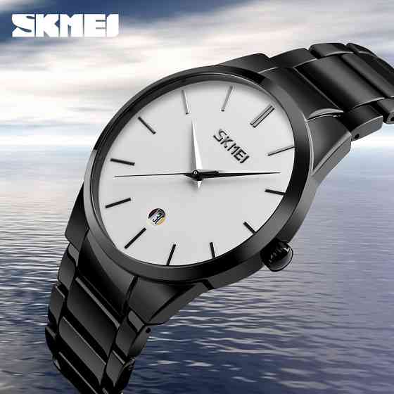 Мужские наручные часы Skmei 9140 (черные с белым циферблатом) Винница