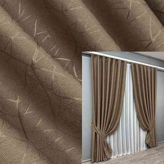 Комплект готових штор VR-Textil Льон Савана № 688ш Коричневий 200х270 см 2 шт (32-296) Київ