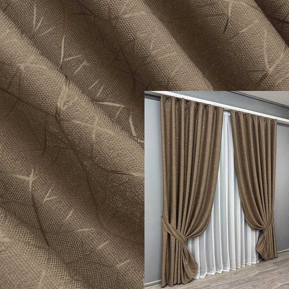 Комплект готових штор VR-Textil Льон Савана № 688ш Коричневий 200х270 см 2 шт (32-296) Київ - фото 1