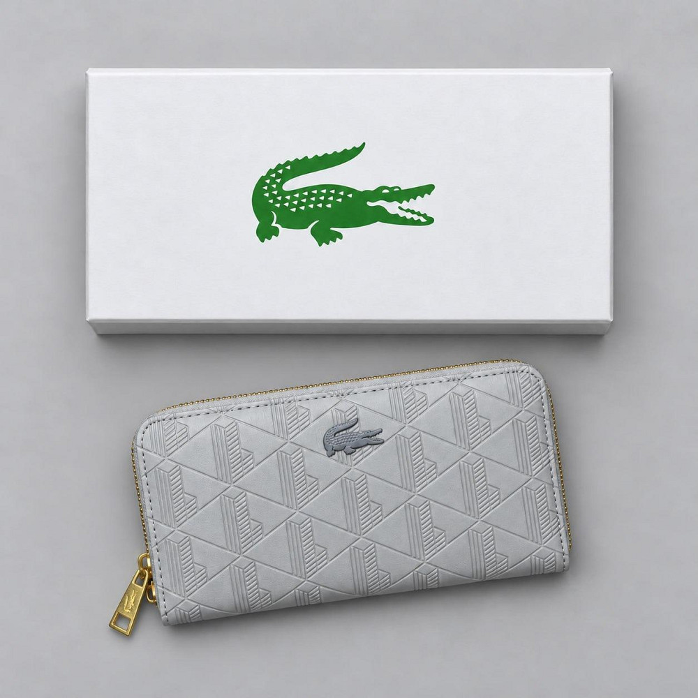 Мужской серый стильный кошелек Lacoste (В3) Киев - изображение 15