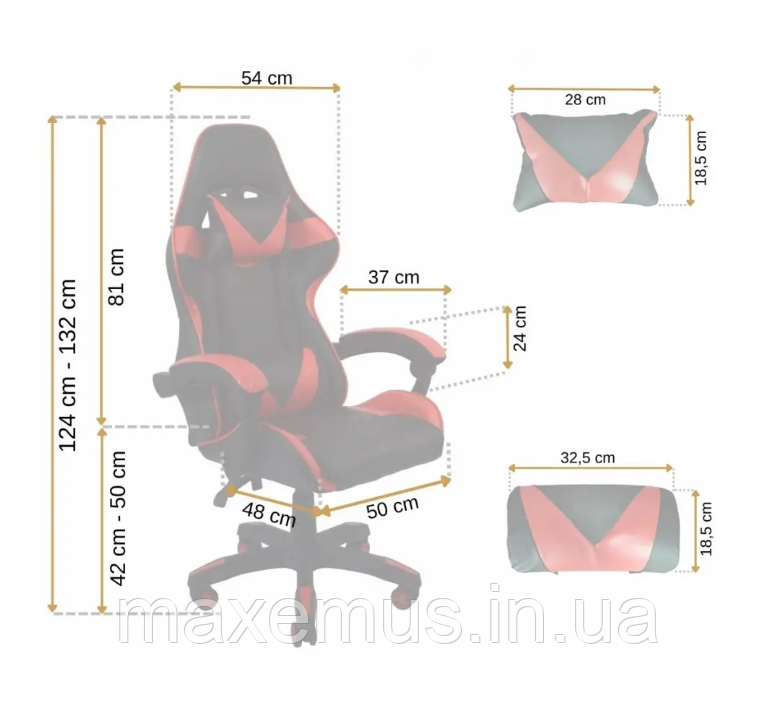 Кресло геймерское раскладное B 810 геймерский стул компьютерный с 2 подушками красный Мостиска - изображение 8