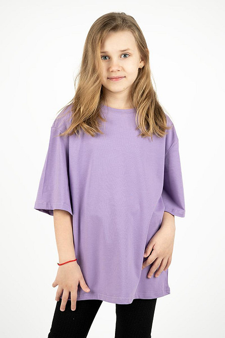 Футболка для девочки оверсайз, сиреневая, х/б, топ 164 Киев - изображение 1