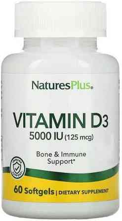 Вітамін D3 холикальциферол Nature's Plus Vitamin D3 125 мкг (5000 МЕ) 60 гел капс Київ