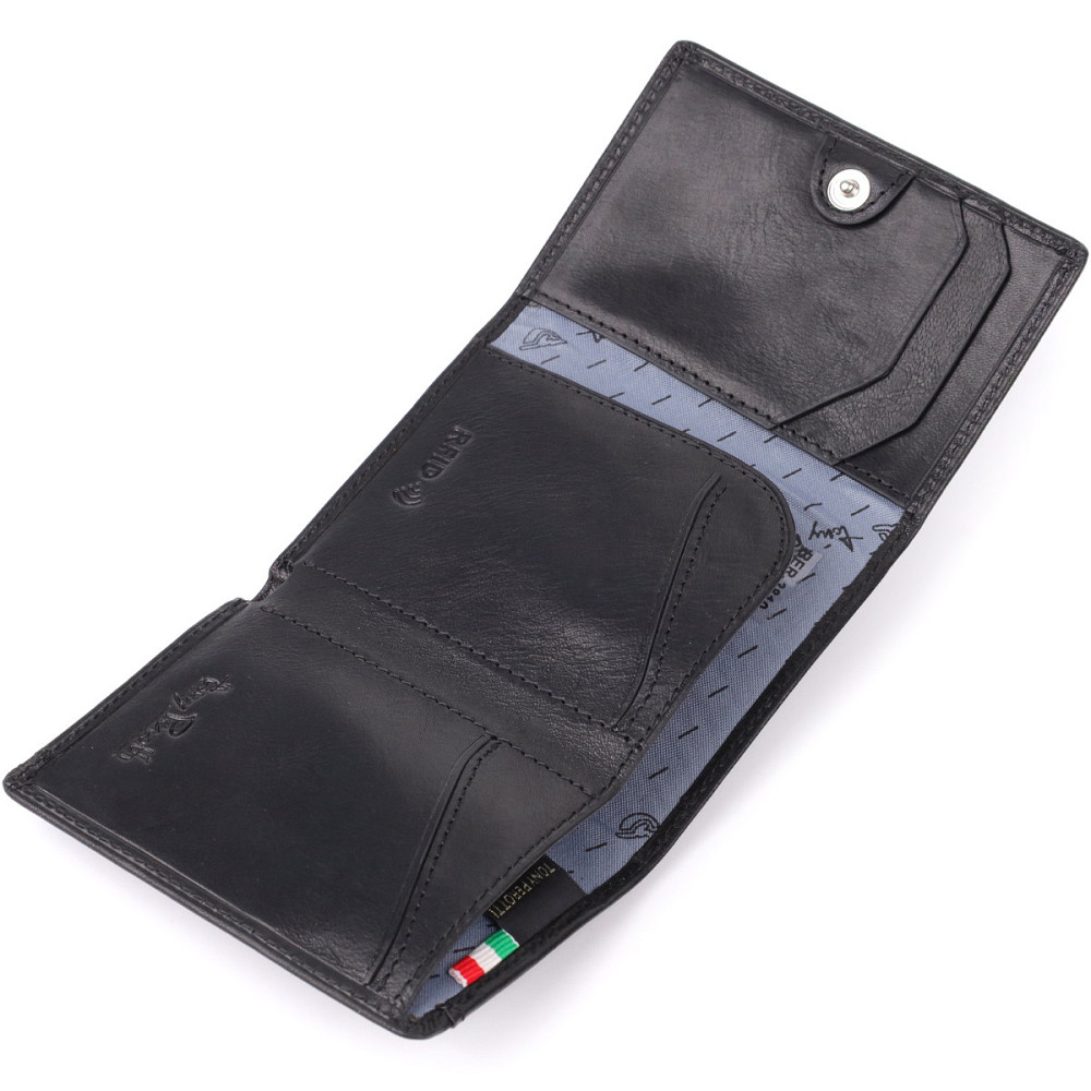 Невеликий гаманець для чоловіків з натуральної глянсової шкіри Tony Perotti 20901_1 (3810 nero) Чорний Київ - фото 7