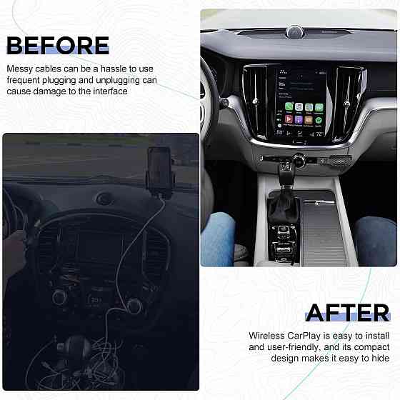Бездротовий адаптер CarPlay с U2C-AIR 2.0, перехідник з дротового Карплей, USB-С, підтримка iOS 10+, Київ