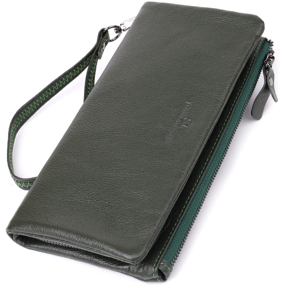 Удобный кошелек для женщин с кистевым ремнем из натуральной кожи ST Leather 23104 Зеленый Киев - изображение 1