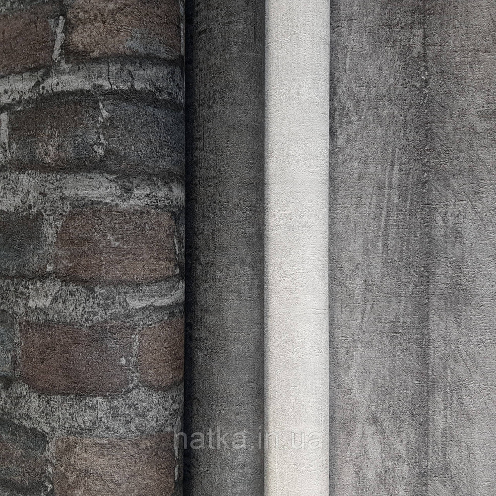 Шпалери вінілові на флізелін Rasch Factory 0.53х10,05 під цеглу чорний сірий темно коричневий 428087 Київ - фото 2
