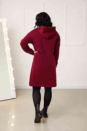 Тепле плаття-худі на флісі "Solo" оптом | Норма і батал Бордовий, 50-52 Київ