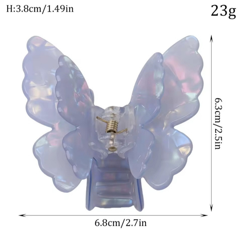 Заколка-крабік метелик з подвійними крильцями Синій Смела - изображение 1