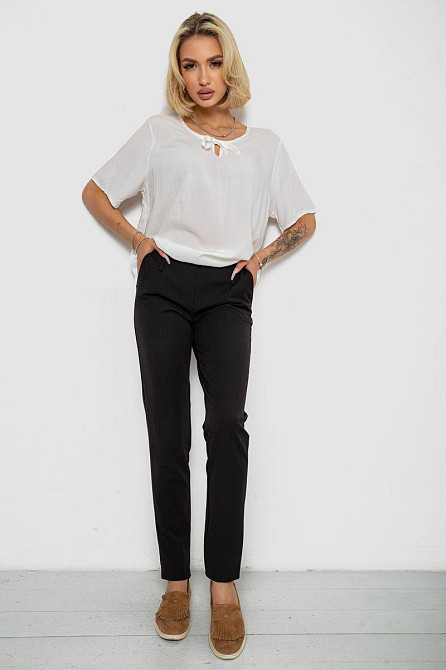 Блуза женская однотонная хлопчатобумажная с круглым вырезом, на завязках, прямого кроя, Белый, XXXL Лубны - изображение 12
