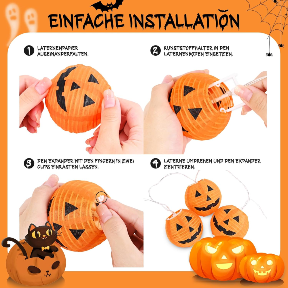 Гірлянда Halloween Smilfree 10 LED Гарбузи 2 м, на батарейках, помаранчева, декоративна LED-гірлянда для дому та вулиці Київ - фото 13