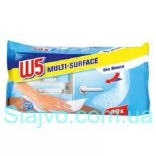 Вологі серветки для прибирання будинку Морський Вітер W5, 80 шт W5 Multi-Surface wipes Sea Breeze, 8 Львів - фото 1