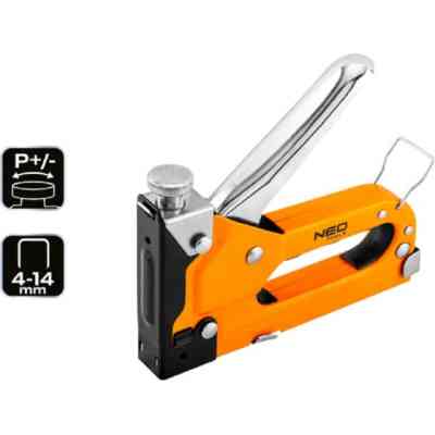 Степлер строительный Neo Tools 4-14 мм, тип скоб J/53, регулировка забивания скоб (16-032) Винница