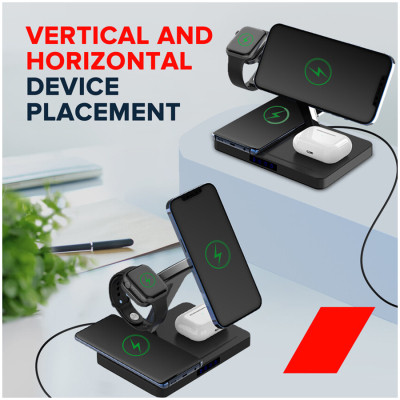 Зарядний пристрій Canyon wireless charger WS-404 15W 4in1 Black (CNS-WCS404) Вінниця - фото 7