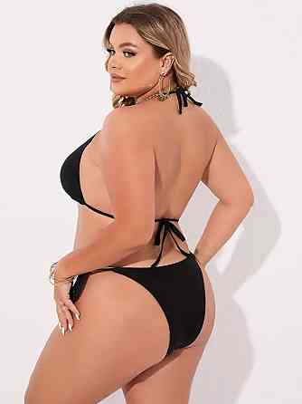 Купальник шторки батал раздельный черный Киев