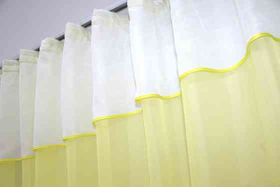 Кухонная занавеска VR-Textil № 00к желтый с белым 280х170 см (52-0546) Киев