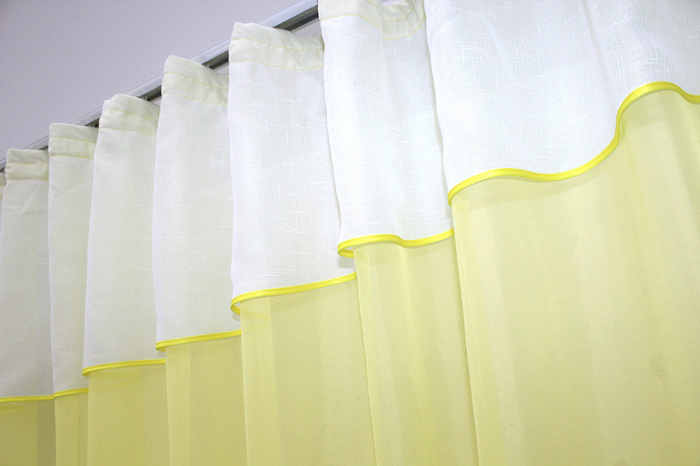 Кухонна фіранка VR-Textil № 00к жовтий з білим 280х170 см (52-0546) Київ - фото 4