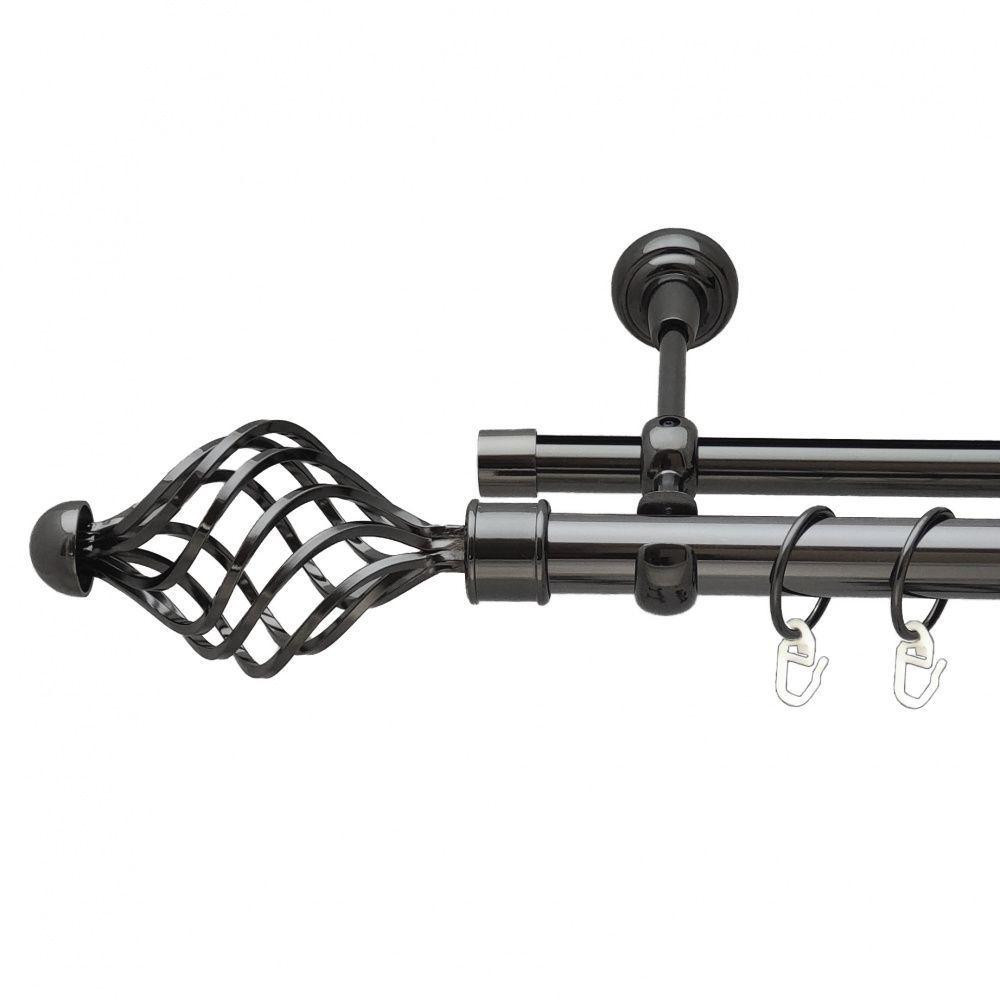 Карниз Orvit Арезо металевий дворядний опозитний гладка \ профільна труба кільце металеве Онікс 25\19 мм 200 см (6708145) Львів - фото 1