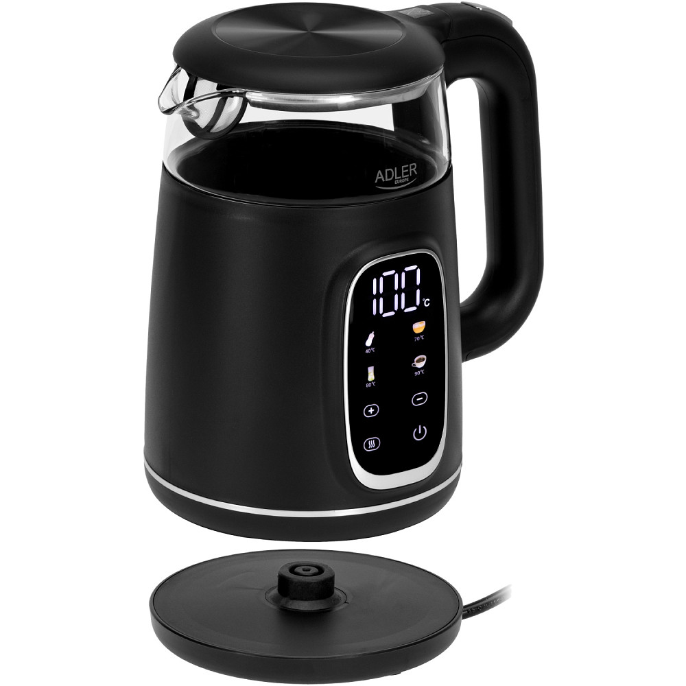 Електрочайник Adler AD 1305 black silver 1850-2200Вт/ 1.7л/ скло/ встановлення температури/ Вінниця - фото 5