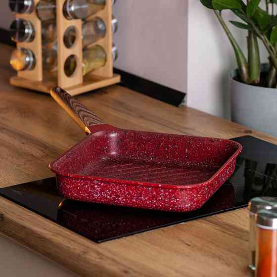 MGC Сковорода-гриль алюмінієва, квадратна, 2,5 л, з антипригарним покриттям, 24 см MGC Red HP-4 Коломыя