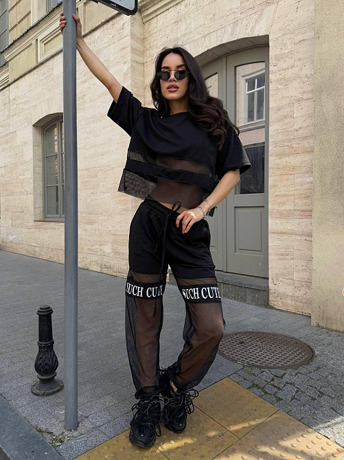 Жіноча стильна оверсайз футболка з сіткою двонитка Одеса - фото 1