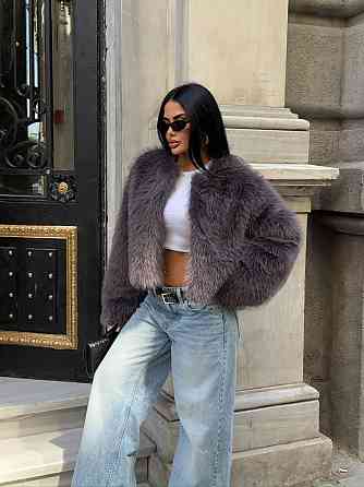 Женская укороченная оверсайз шуба без воротника искусственный мех Одесса