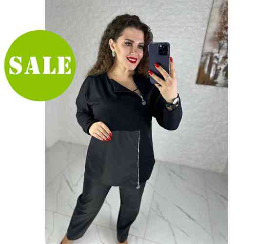 Повсякденний костюм з блискавками "Skylar" оптом | Батал | Розпродаж моделі Київ