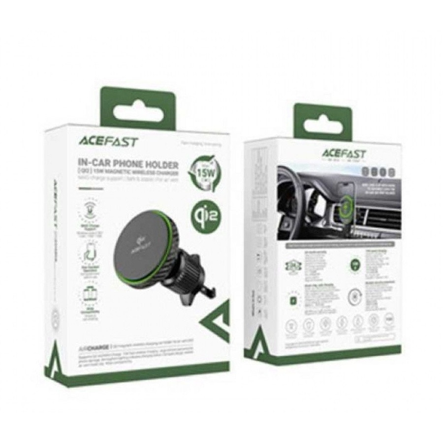 Автодержатель для телефона с БЗУ ACEFAST D33 Qi2 magnetic wireless charging car holder for air vent Black Киев - изображение 2