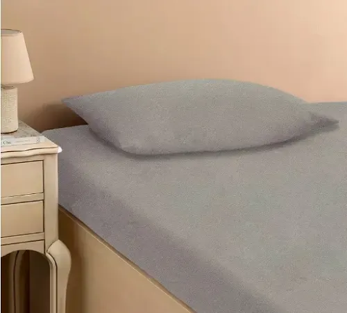 светло серая Простынь махровая на резинке с наволочками Anisa (220х240+30 см) Коломыя - изображение 1