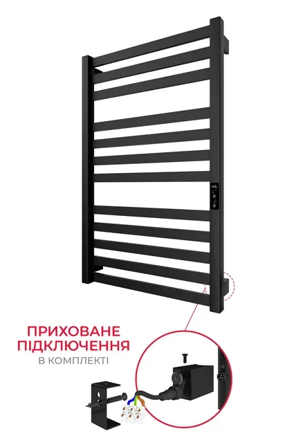 Электрический полотенцесушитель HF Oxford  770х530 TR K черный мат Киев - изображение 2