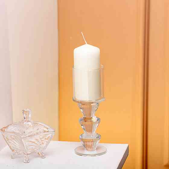 Yiwu Підсвічник скляний 6×16.5 см на одну свічку підсвічник келих на ніжці декоративний прозори Киев