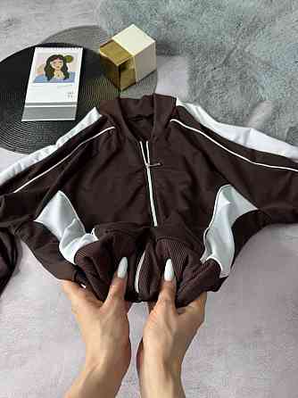 Женский стильный повседневный костюм двойка двунить Шоколад, 42/46 Одесса