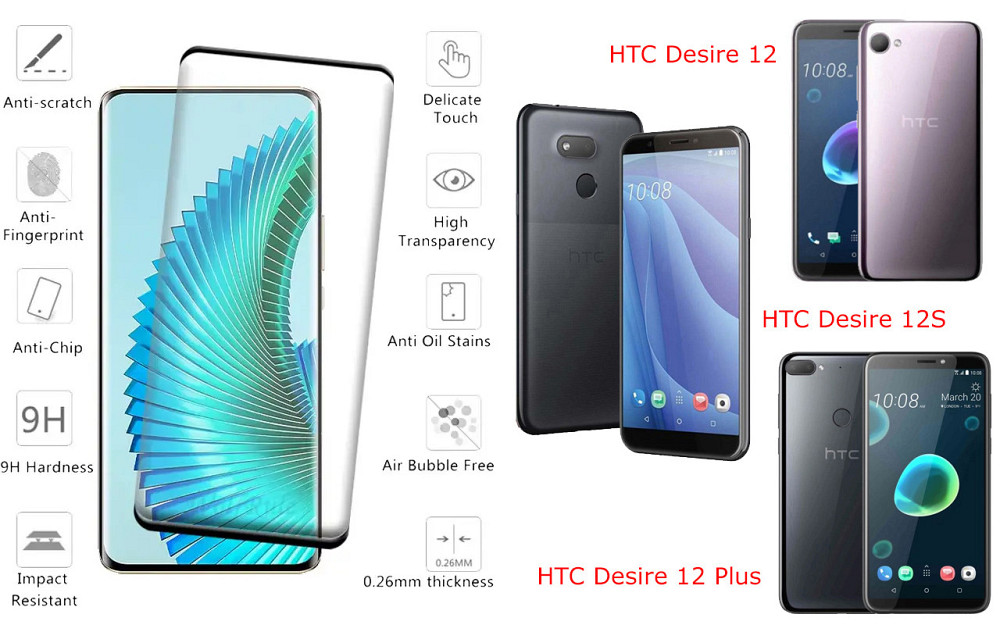 Захисне скло HyperGlass Pro для HTC Desire 12, 12S, 12 Plus – максимальна чутливість та захист Київ - фото 2