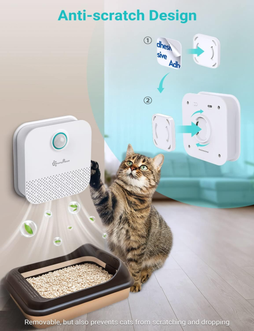 Умный нейтрализатор запаха DownyPaws для кошачьего туалета, 4000 мАч, датчик движения, до 14 дней, USB, White Киев - изображение 4