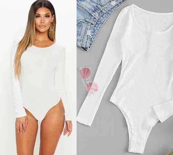 Женское трикотажное боди (рубчик) оптом | Распродажа модели 46, Белый Киев